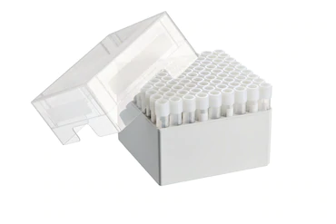 艾本德儲存盒 9 × 9, 可放置 81  個(gè)螺旋蓋（凍存）管， 4  –  5  mL，2  件，高 102  mm，4  英寸，聚丙烯材料，可耐受最低 -86  °C，可高溫高壓滅菌，帶蓋子并具有